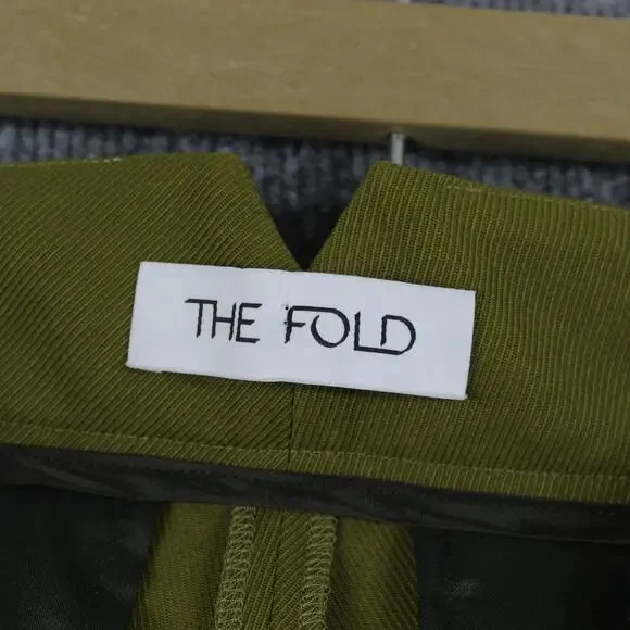 The Fold Pants 6 Talia Pleated Wool Straight Leg Trouser Olive Green Work Office